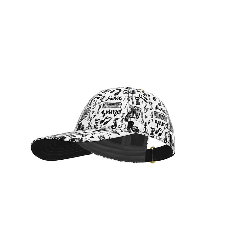 Baseball Cap Black & White Music Logo