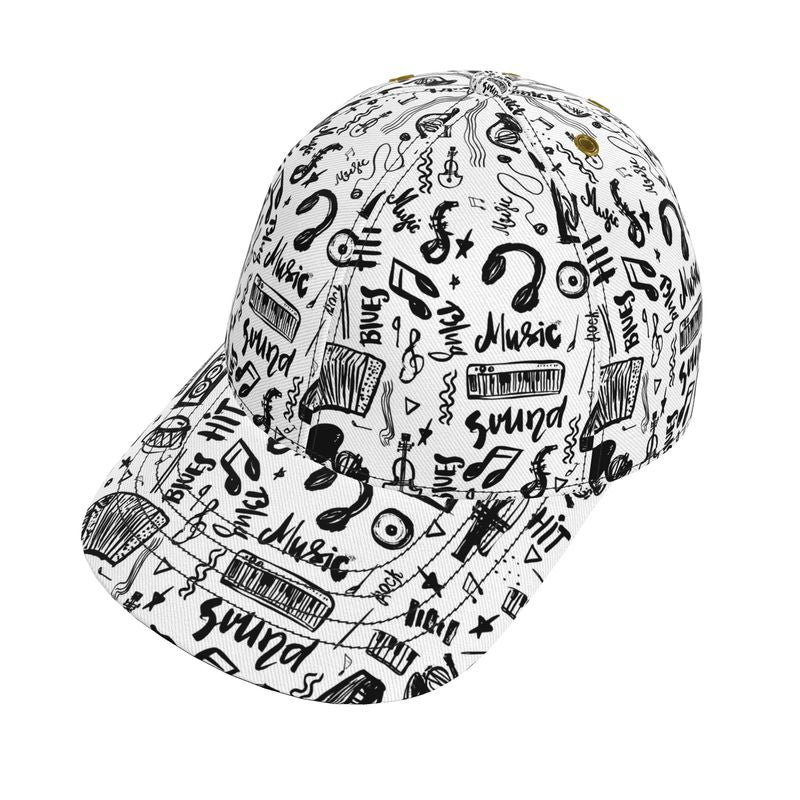 Baseball Cap Black & White Music Logo