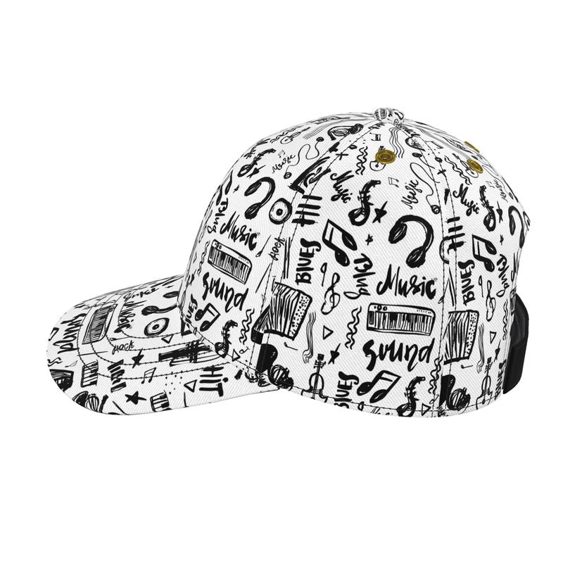 Baseball Cap Black & White Music Logo