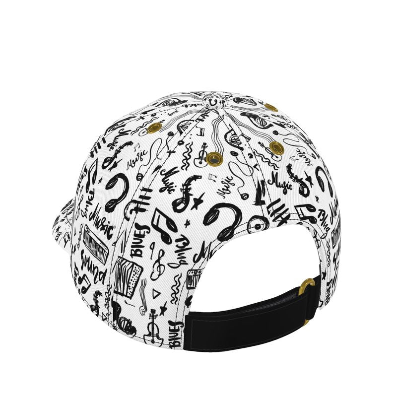 Baseball Cap Black & White Music Logo