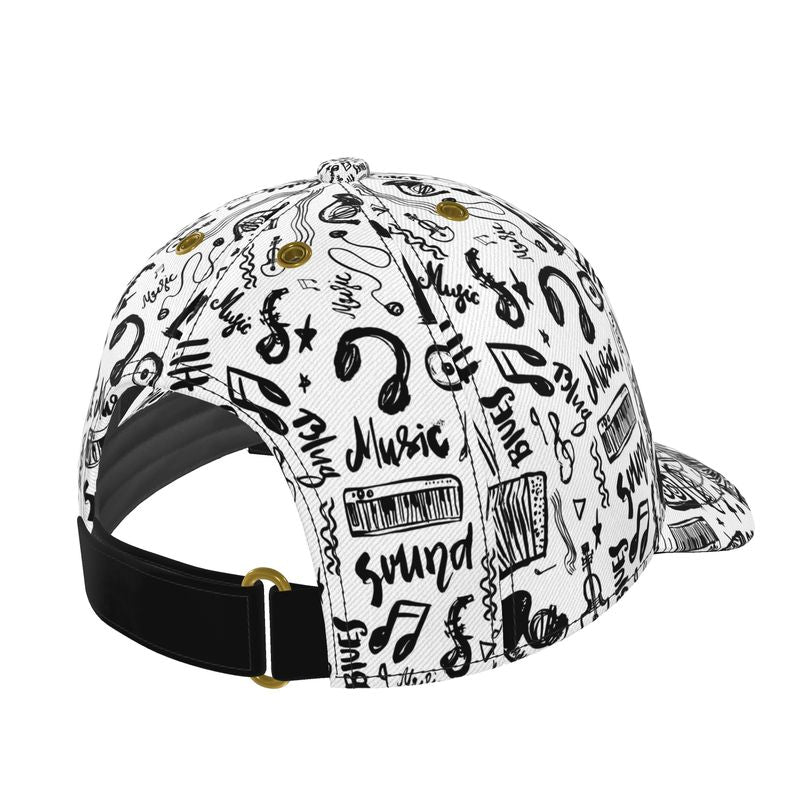 Baseball Cap Black & White Music Logo