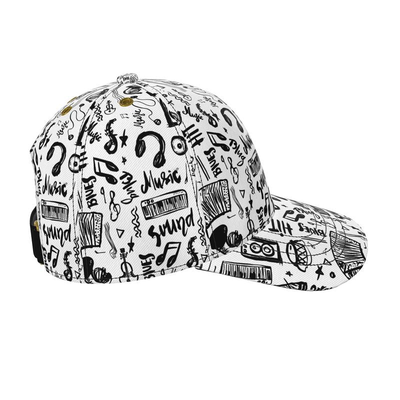 Baseball Cap Black & White Music Logo