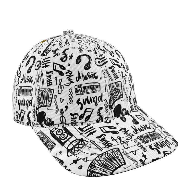 Baseball Cap Black & White Music Logo