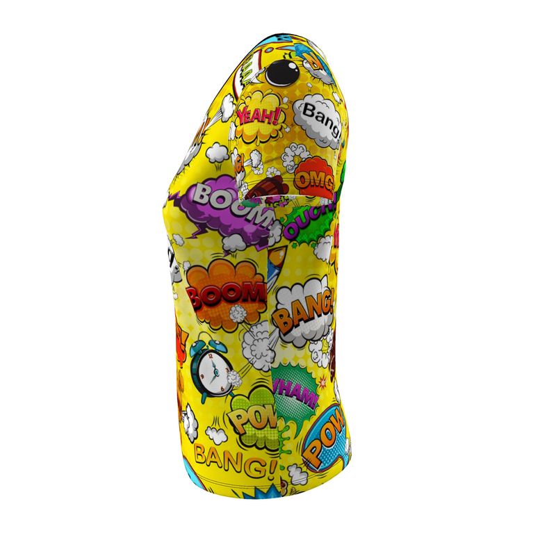 Ladies Scoop Neck T-Shirt Yellow Pop Art