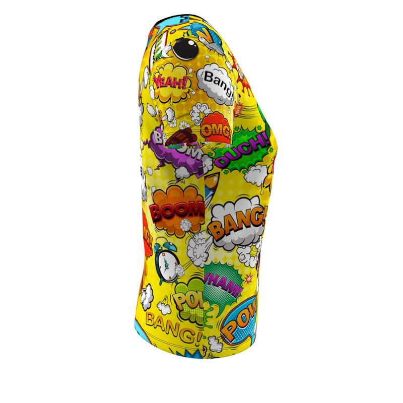 Ladies Scoop Neck T-Shirt Yellow Pop Art