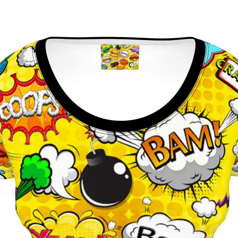Ladies Scoop Neck T-Shirt Yellow Pop Art