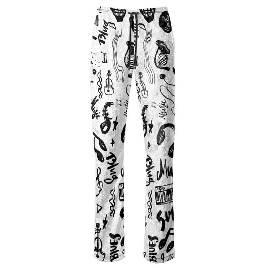 Womens Trousers Black & White Music Logo