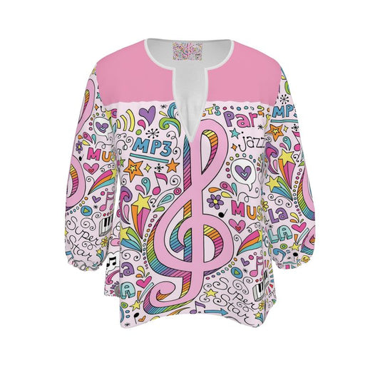 Pink Music Logo, Women's Blouse.