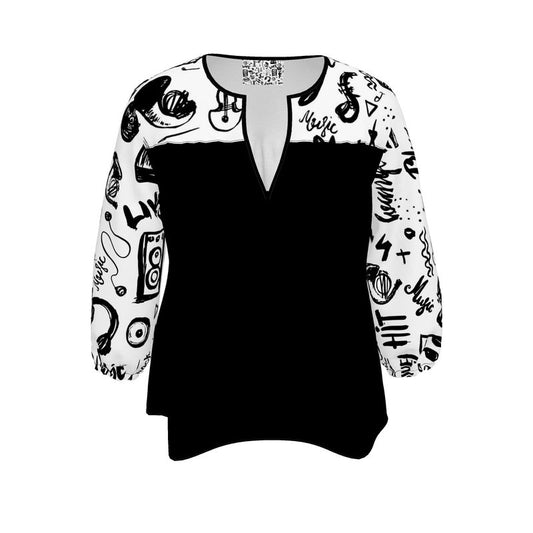 Black & White Music Logo, Women's Blouse.