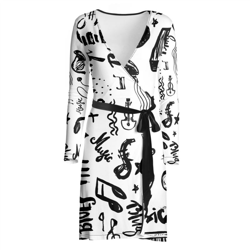 Black & White Music Logo, Wrap Dress.