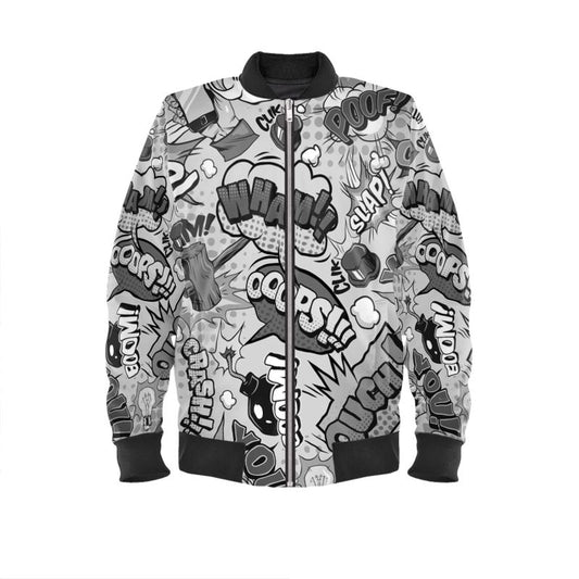 Ladies Bomber Jacket Black & White Pop Art