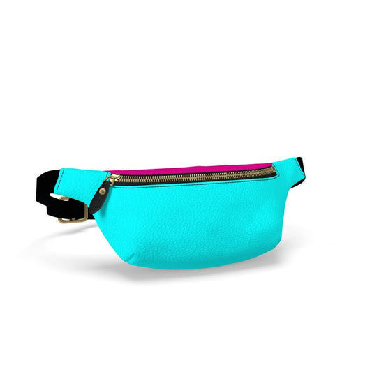 Aqua Blue, Color Block Fanny Pack.