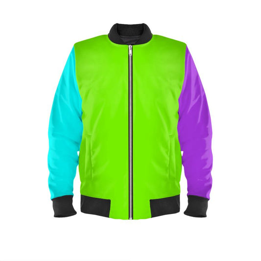 The Rossik, Satin Outer with Satin Lining Bomber Jacket, Color Block.