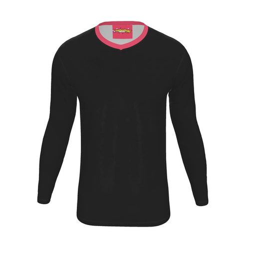 V-Neck, Slim-Fit, Long-Sleeves T-Shirt, Black for Cabaret Red.