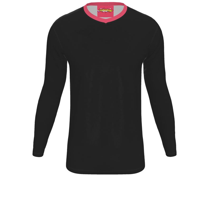 V-Neck, Slim-Fit, Long-Sleeves T-Shirt, Black for Cabaret Red.