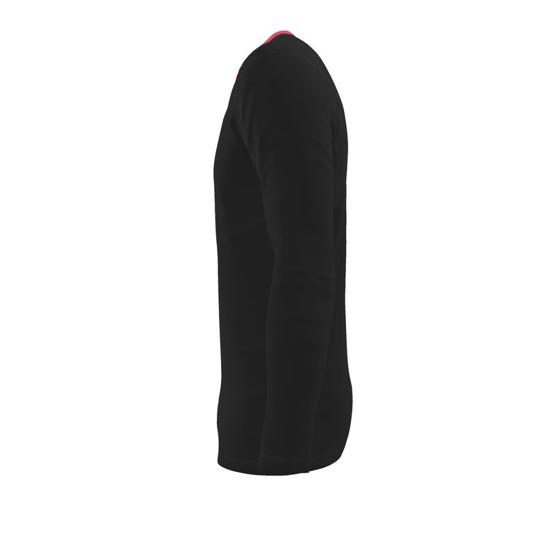 V-Neck, Slim-Fit, Long-Sleeves T-Shirt, Black for Cabaret Red.