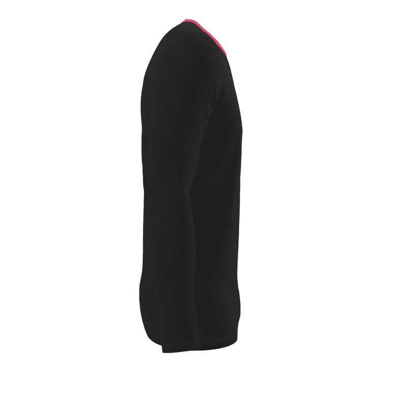 V-Neck, Slim-Fit, Long-Sleeves T-Shirt, Black for Cabaret Red.