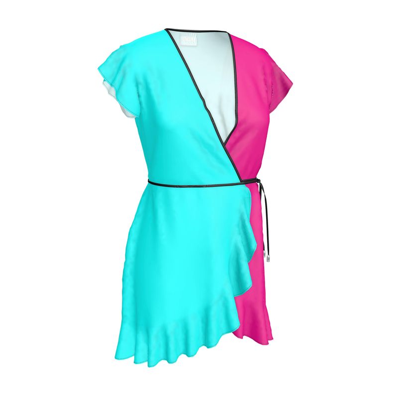 Aqua Blue & Hot Pink, Tea Dress.