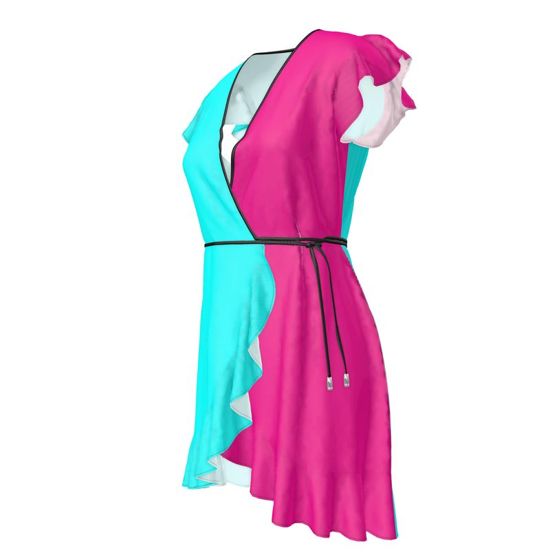 Aqua Blue & Hot Pink, Tea Dress.