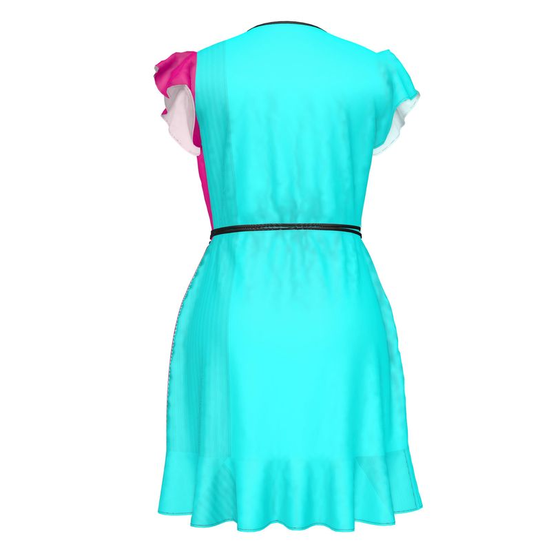 Aqua Blue & Hot Pink, Tea Dress.