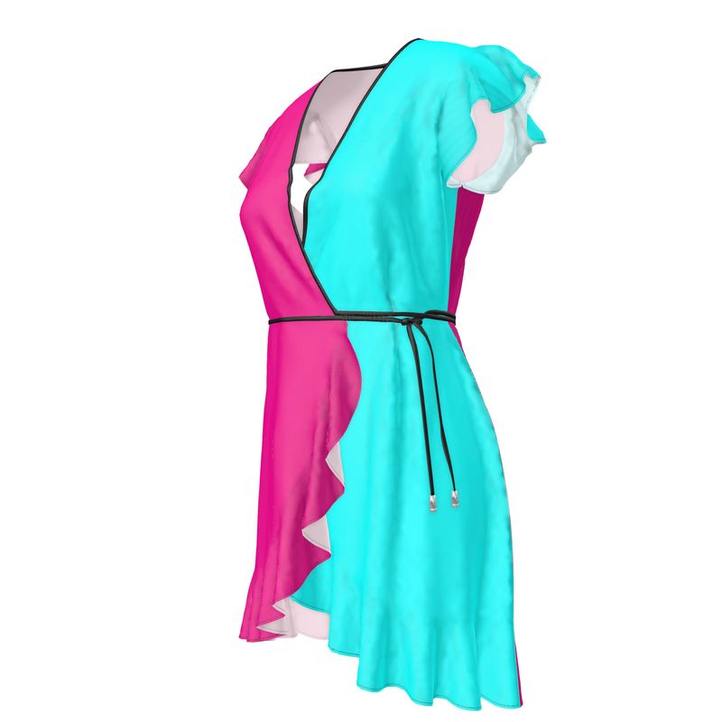 Hot Pink & Aqua Blue, Tea Dress.