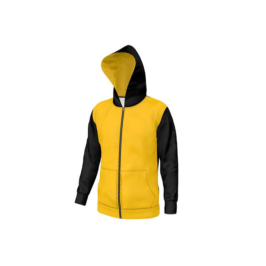 Hoodie, Back plain black with a Mikado Yellow touch.