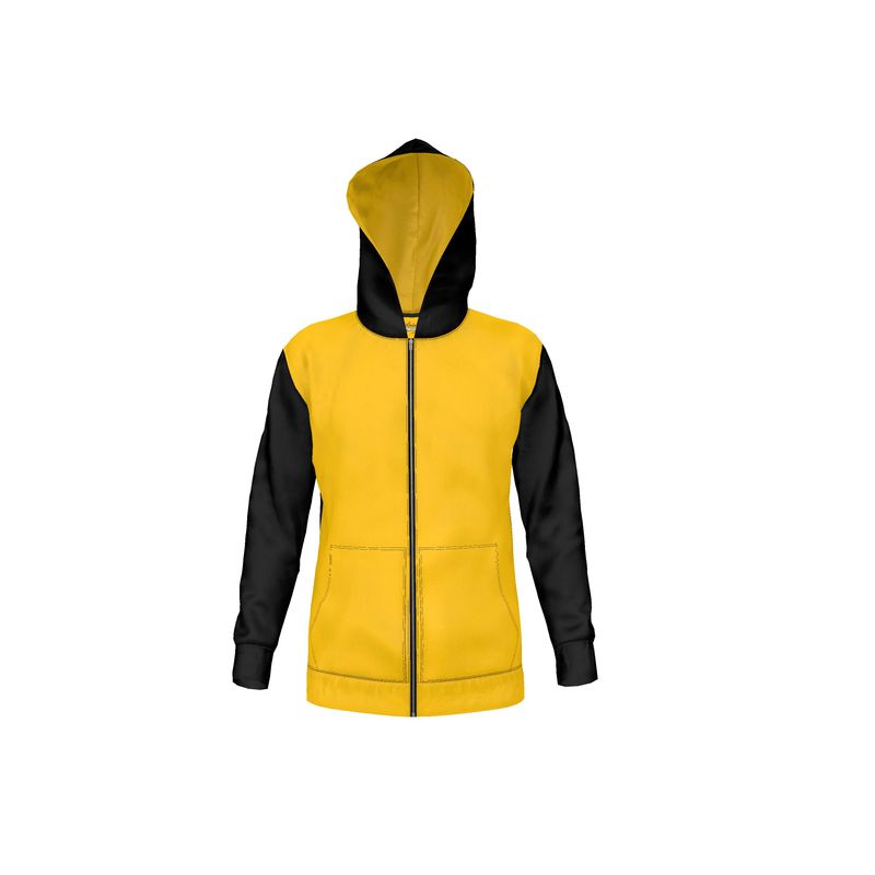 Hoodie,  Back plain black with a Mikado Yellow touch.