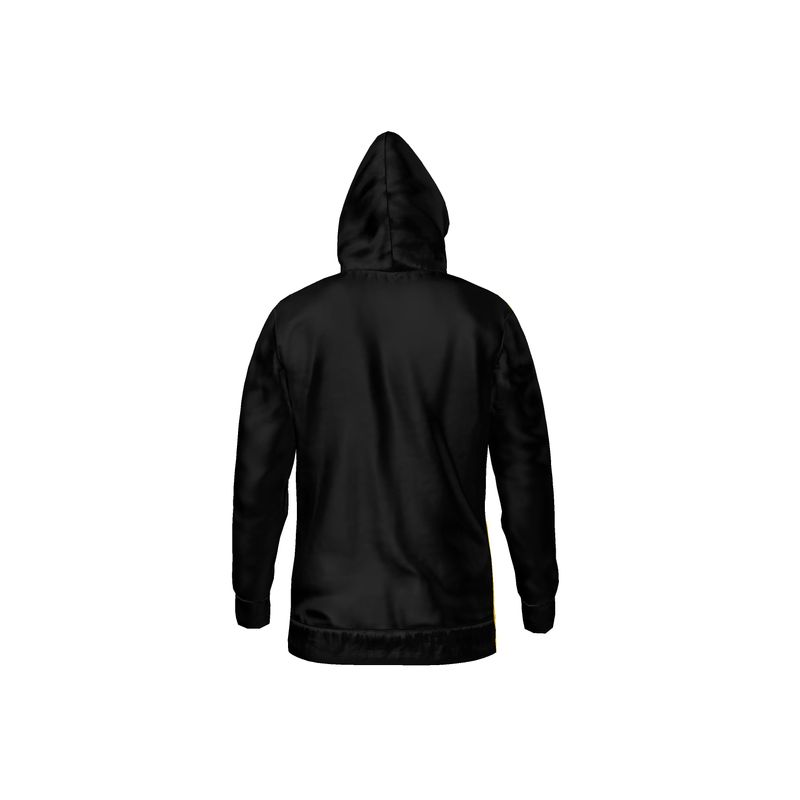 Hoodie,  Back plain black with a Mikado Yellow touch.