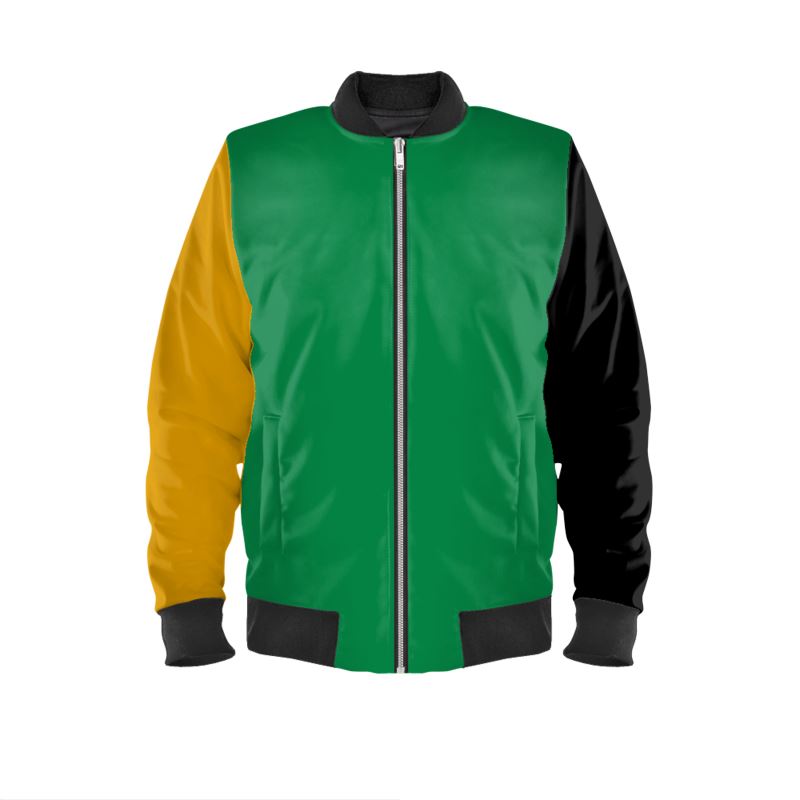 Marble Velvet Classic Color Block Bomber Jacket, Jungle Green.