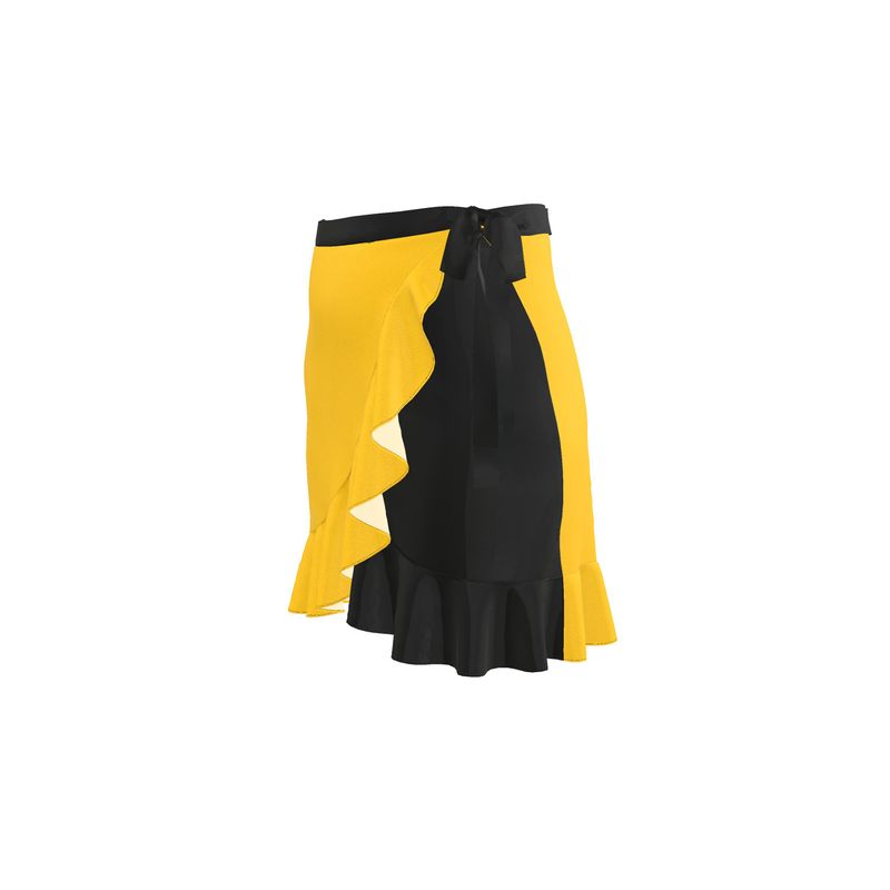 Mikado Yellow & Black Flounce Skirt.