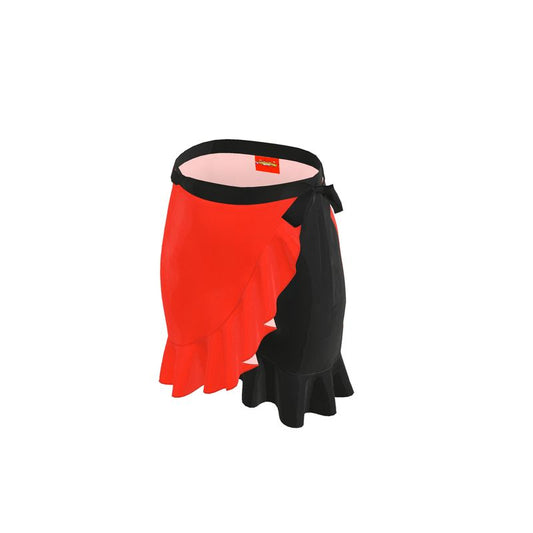 Scarlet Red & Black, Flounce Skirt.