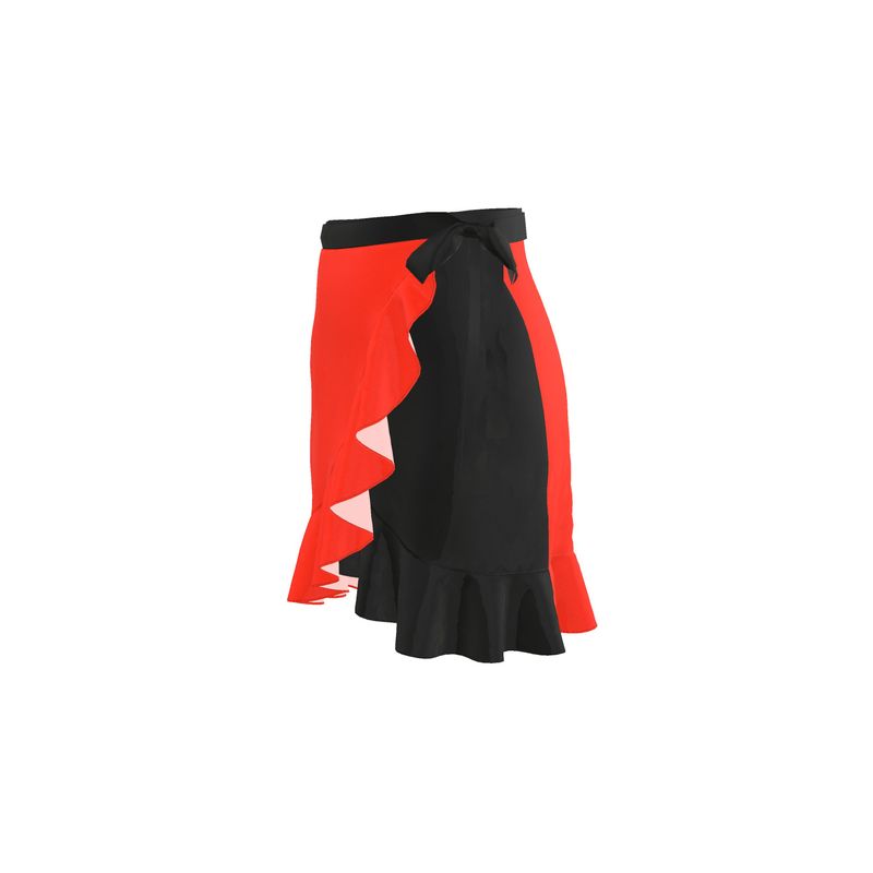 Scarlet Red & Black, Flounce Skirt.