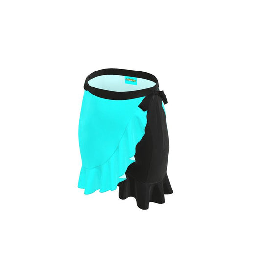 Aqua Blue & Black, Flounce Skirt.