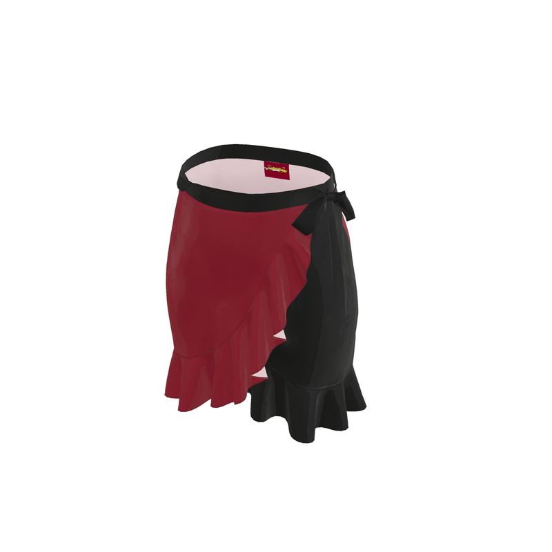 Burgundy & Black, Flounce Skirt.