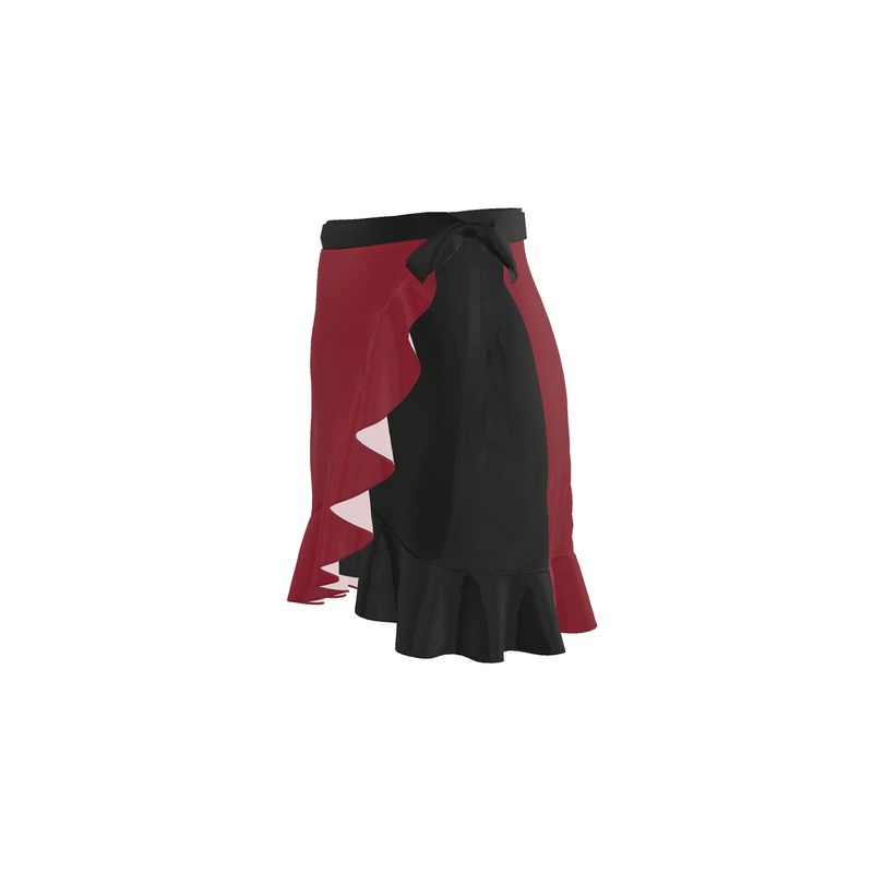 Burgundy & Black, Flounce Skirt.