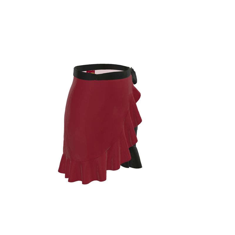 Burgundy & Black, Flounce Skirt.