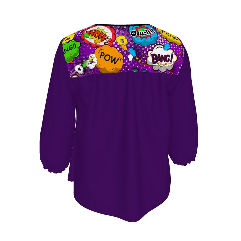 Purple Pop Art & Obsidian Shell Color Womens Blouse.