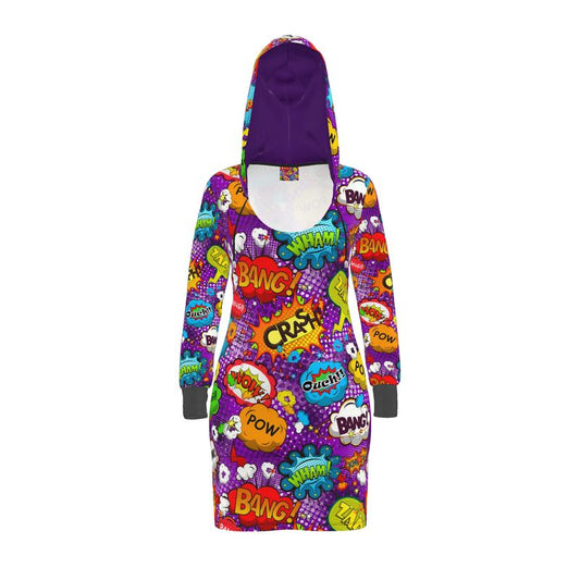 Purple Pop Art Hoodie Dress.