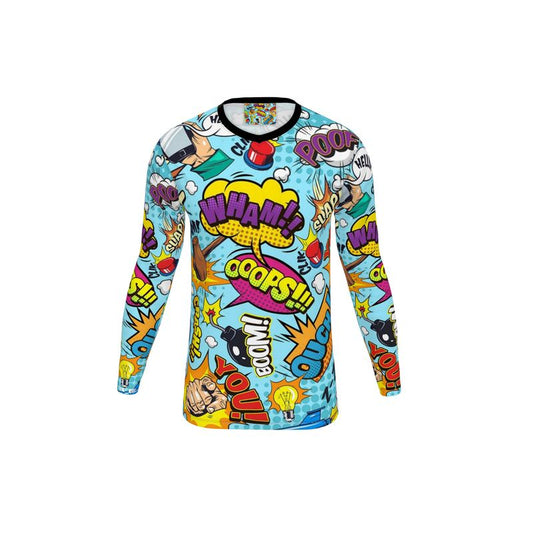 Blue Pop Art, Slim Fit V-Neck, T-Shirt.