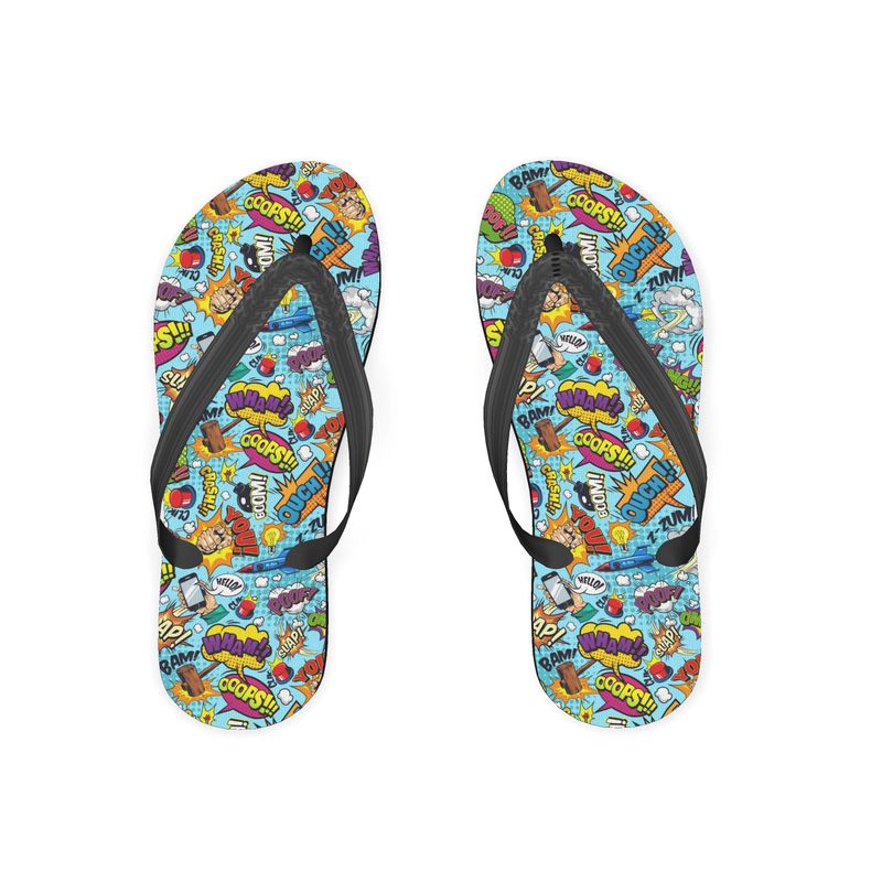 Blue Pop Art,  Flip Flops.