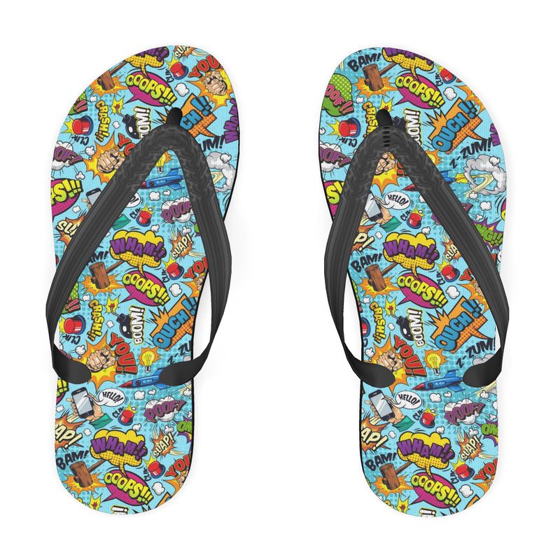 Blue Pop Art,  Flip Flops.