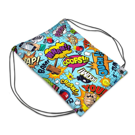 Blue Pop Art, Drawstring PE Bag.