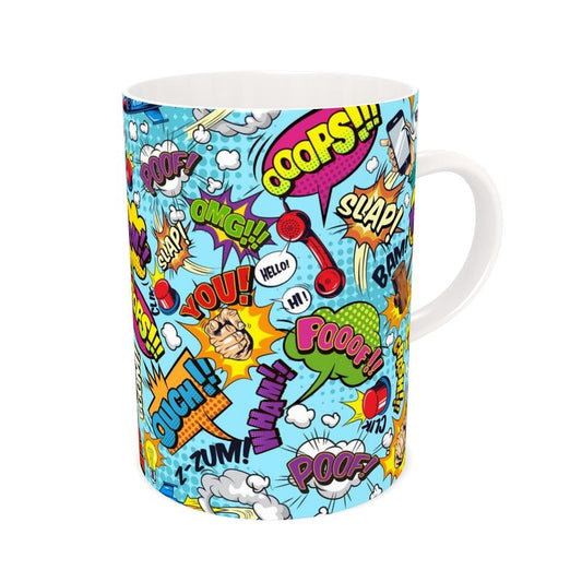Blue Pop Art, Bone China Mug.