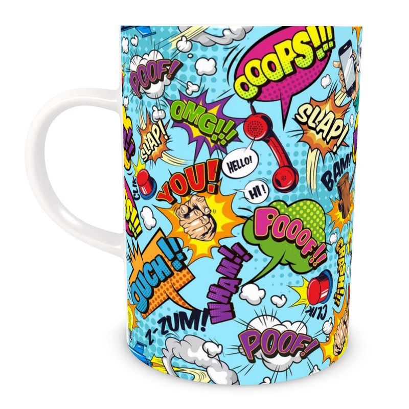 Blue Pop Art,  Bone China Mug.