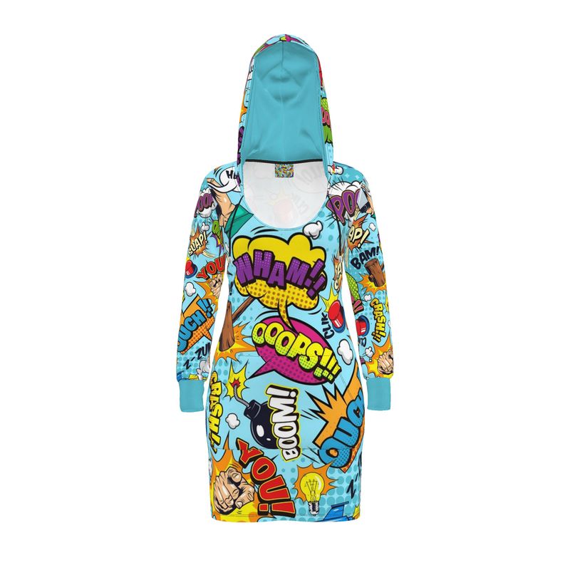 Blue Pop Art,  Hoodie Dress.