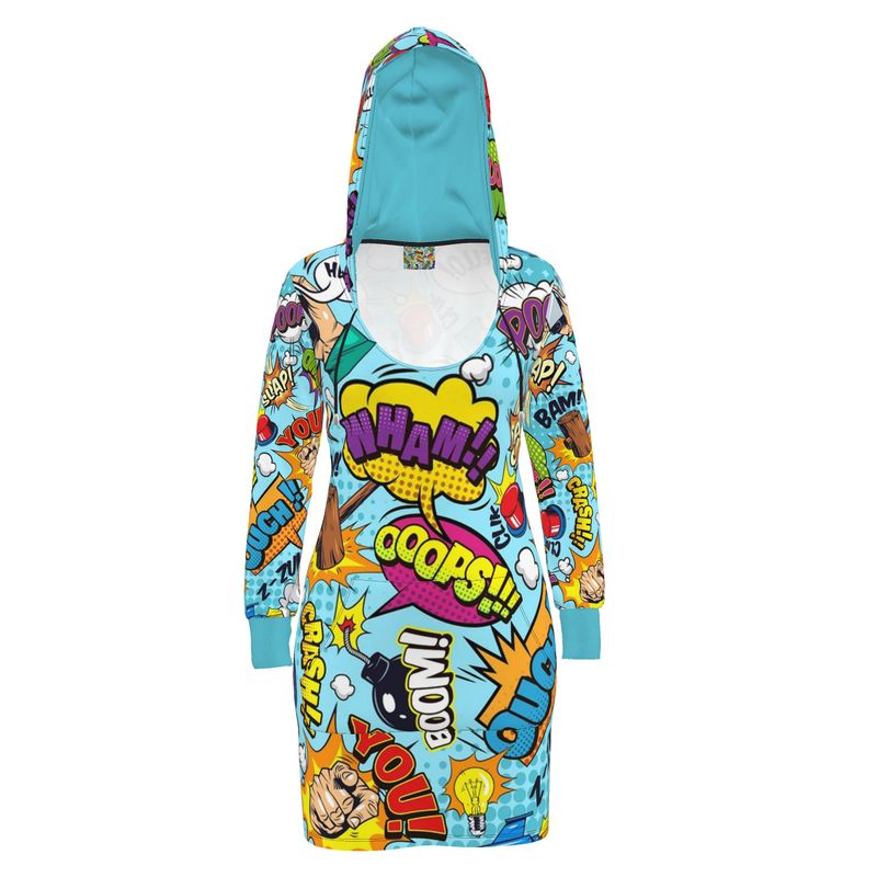 Blue Pop Art,  Hoodie Dress.