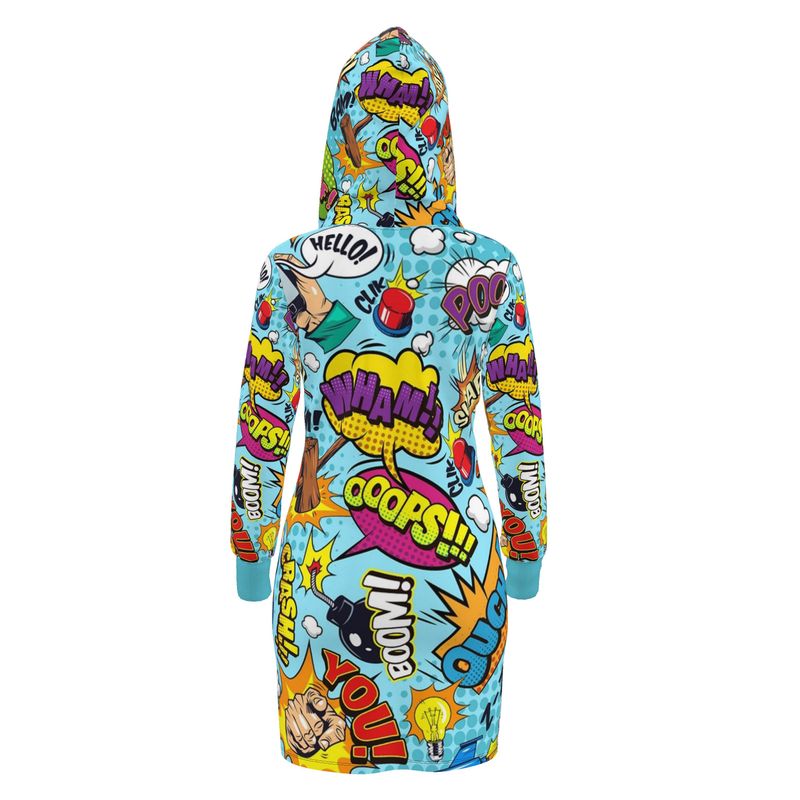 Blue Pop Art,  Hoodie Dress.