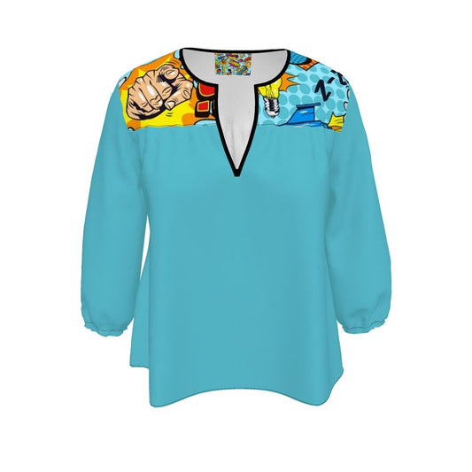 Blue Pop Art,  Women's Blouse.