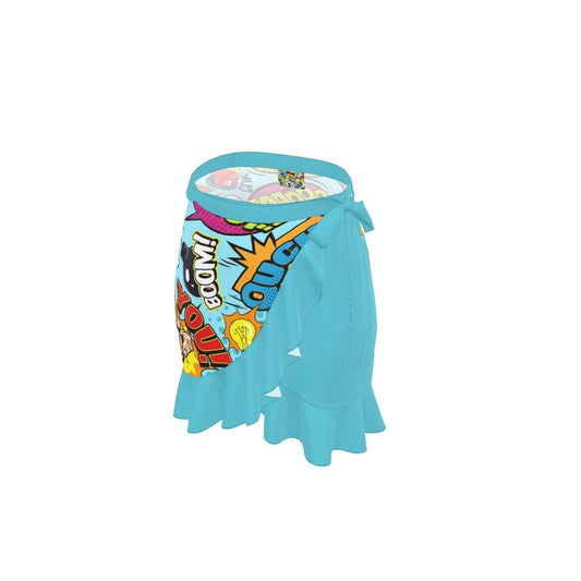 Blue Pop Art, Flounce Skirt.