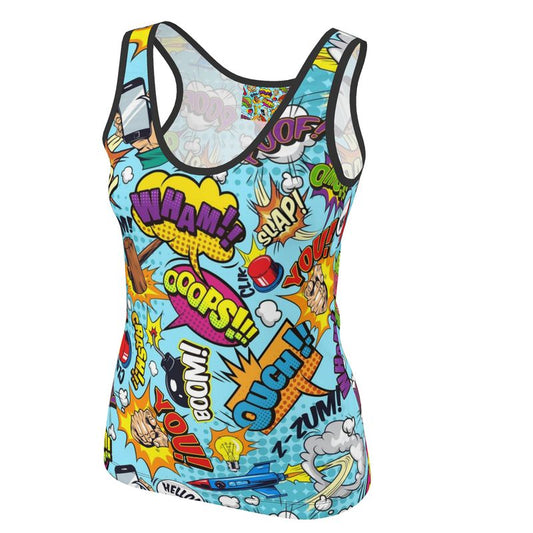 Blue Pop Art, Ladies Vest Top.